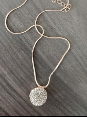 Source Unknown Rose Gold Pavé Disc Snake Chain Necklace